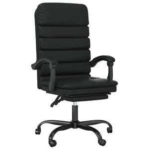vidaXL Cadeira escrit&oacute;rio massagens reclin&aacute;vel couro artificial preto