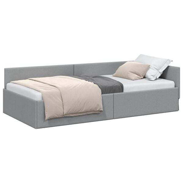 vidaXL Estrutura de Cama de Canto Cinzento-claro 80 cm x 200 cm Veludo