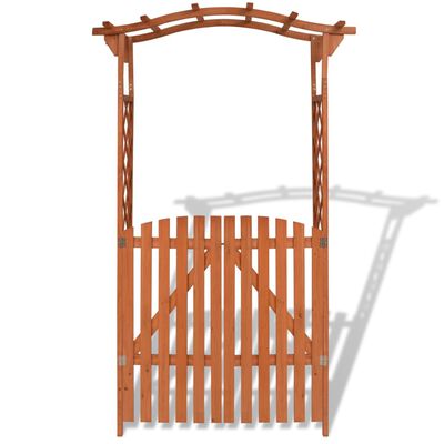 vidaXL Arco de jardim com portão madeira maciça 120x60x205 cm