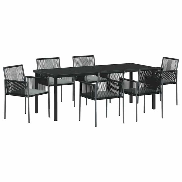 vidaXL Conjunto de Jantar para Jardim 7 pcs Preto Rattan de PE