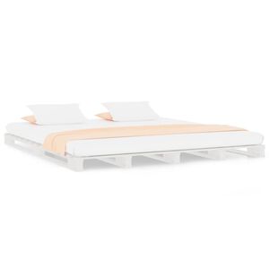 vidaXL Cama de paletes 140x200 cm pinho maci&ccedil;o branco