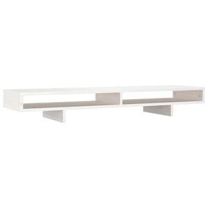 vidaXL Suporte para monitor 100x27x14 cm madeira pinho maci&ccedil;a branco