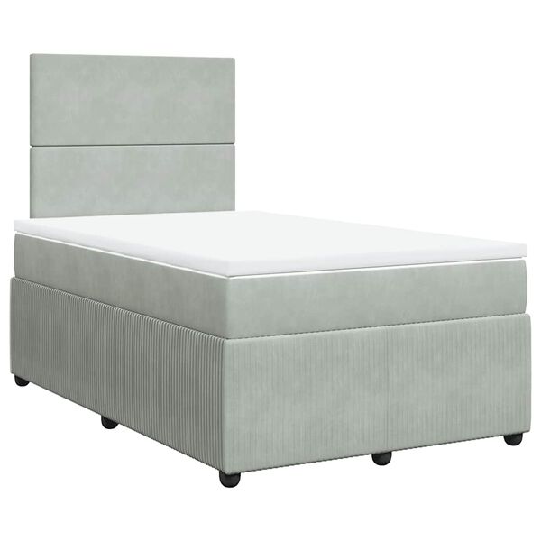 vidaXL Cama boxspring c/ colch&atilde;o 120x200 cm veludo cinzento-claro