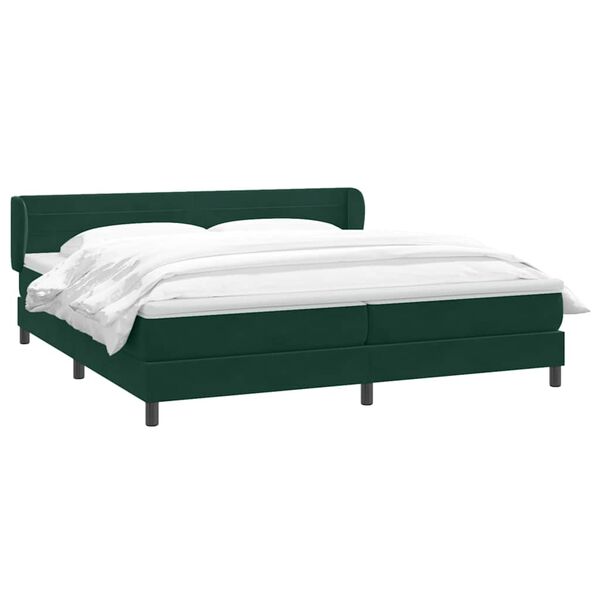vidaXL Cama com molas/colch&otilde;es 180x220 cm veludo verde-escuro