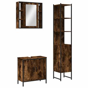 vidaXL 3 pcs conjunto m&oacute;veis WC derivados de madeira carvalho fumado