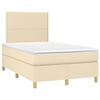 vidaXL Cama box spring c/ colch&atilde;o e LED 120x190 cm tecido cor creme