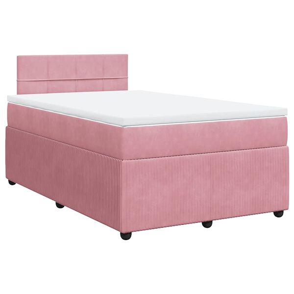 vidaXL Cama boxspring com colch&atilde;o 120x190 cm veludo rosa