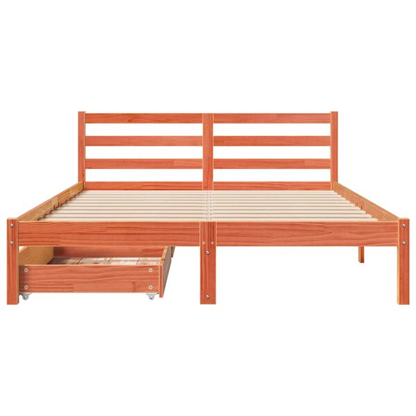 VidaXL Cama sem colch&atilde;o 140x190 cm pinho maci&ccedil;o castanho-mel