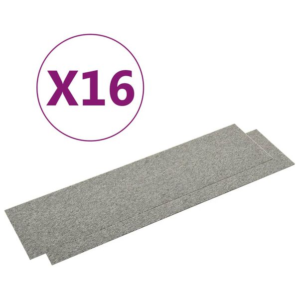 vidaXL Ladrilhos carpete para pisos 16 pcs 4 m&sup2; 25x100 cm cinza-claro