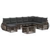 vidaXL Conjunto de Sof&aacute; de Jardim 9 unid. Cinza e Cinza Escuro vime PE