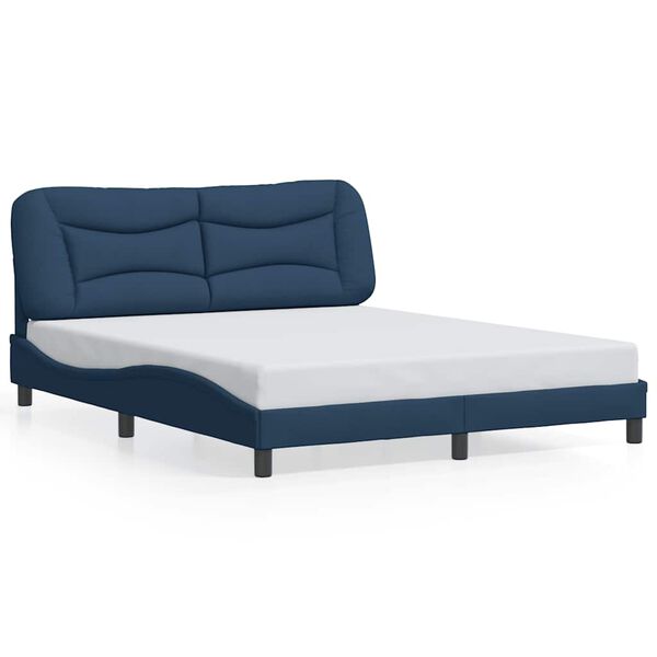 vidaXL Estrutura de cama sem colch&atilde;o Hvar 160x200 cm tecido azul