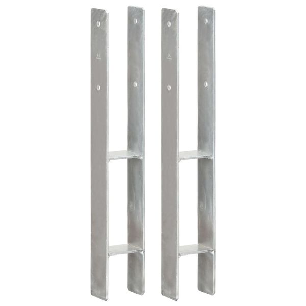 vidaXL &Acirc;ncoras de veda&ccedil;&atilde;o 2 pcs 8x6x60 cm a&ccedil;o galvanizado prateado