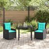 vidaXL Conjunto de Jantar para Jardim 3 pcs Preto Rattan Sint&eacute;tico