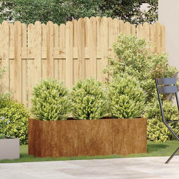 vidaXL Floreira enferrujada 120x40x40 cm aço resistente