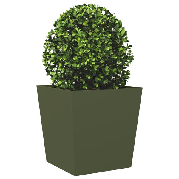 vidaXL Vaso/floreira de jardim 2 pcs 50x50x50 cm a&ccedil;o verde azeitona