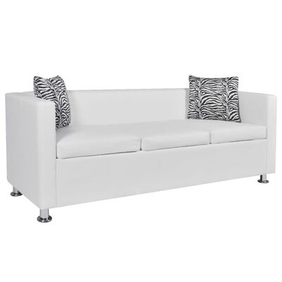 vidaXL Conjunto de sofás de 2 e 3 lugares couro artificial branco