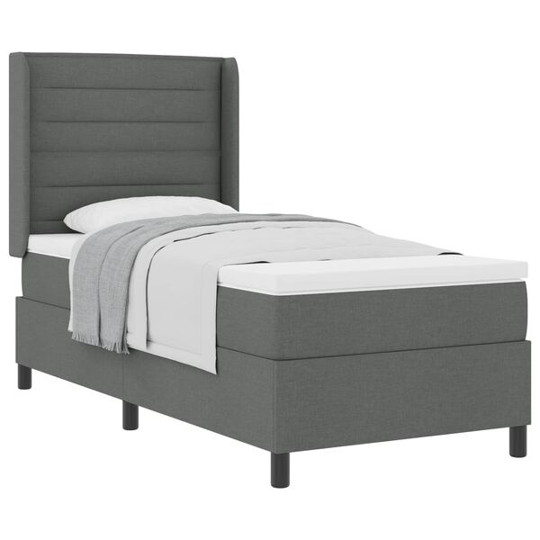vidaXL Cama Box com colch&atilde;o Cinzento escuro 90 x 190 cm tecido