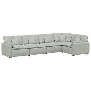 vidaXL Sof&aacute; modular com almofadas veludo cinzento-claro