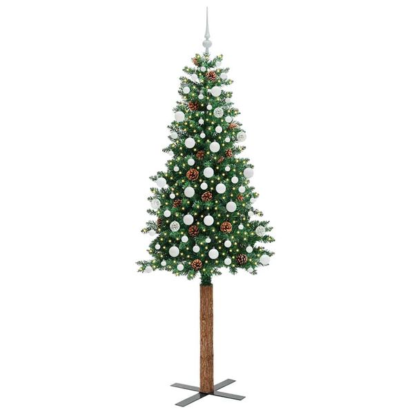 vidaXL &Aacute;rvore de Natal Slim com 300 LEDs com suporte Verde 210 cm