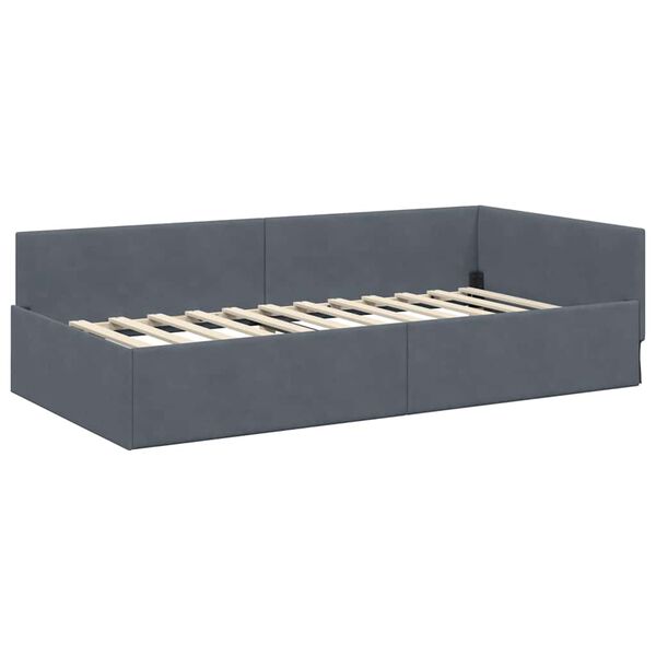 vidaXL Estrutura de Cama de Canto Cinza Escuro 100 cm x 200 cm Veludo