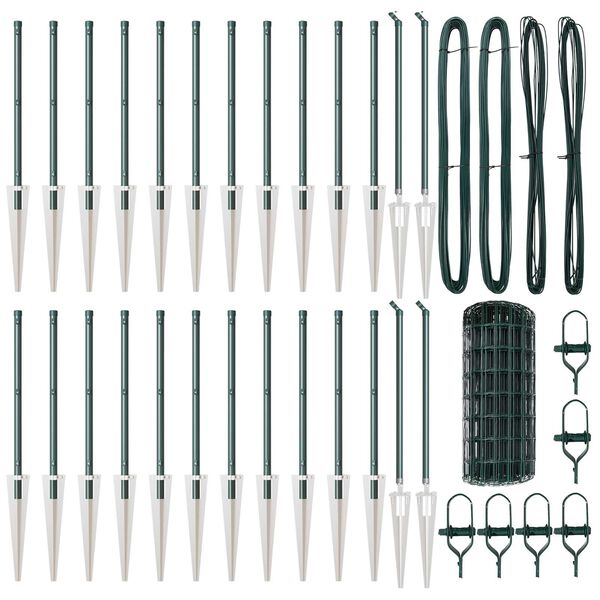 vidaXL Cerca com Poste Verde 0,6 x 50 m A&ccedil;o e PVC