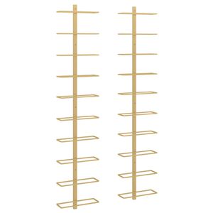 vidaXL Garrafeira de parede para 10 garrafas metal dourado