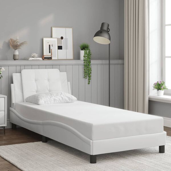 vidaXL Estrutura de cama sem colchão Zadar couro artificial 80x200cm branco