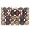 vidaXL Enfeites de Natal 100 pcs 3 / 4 / 6 cm champanhe e castanho