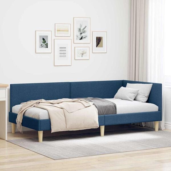 vidaXL Estrutura de Cama de Canto Azul 80 cm x 200 cm Veludo
