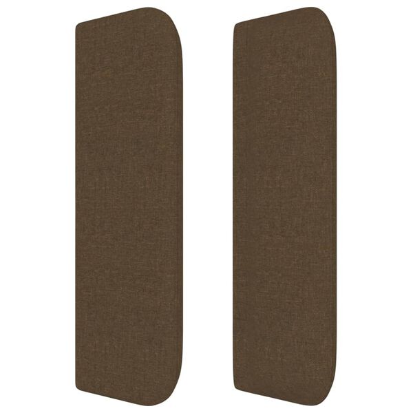 vidaXL Cabeceira de cama c/ abas tecido 163x16x78/88cm castanho-escuro