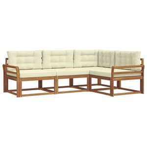 vidaXL Conjunto de Sof&aacute;s para Exterior 4 pcs Natural e Creme