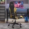 vidaXL Cadeira gaming massagens couro artificial preto e dourado