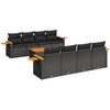 vidaXL 9 pcs conjunto de sof&aacute;s p/ jardim c/ almofad&otilde;es vime PE preto