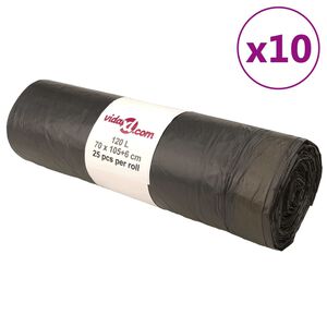 vidaXL Sacos do lixo com atilhos 250 pcs 120 L preto