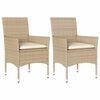 vidaXL Cadeiras de jardim com almofad&otilde;es 2 pcs vime PE bege