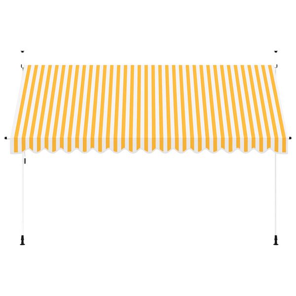 vidaXL Toldo retr&aacute;til manual 400 cm riscas laranjas e brancas