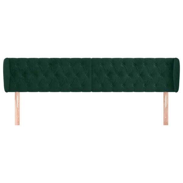 vidaXL Cabeceira de cama c/ abas veludo 203x23x78/88cm verde-escuro