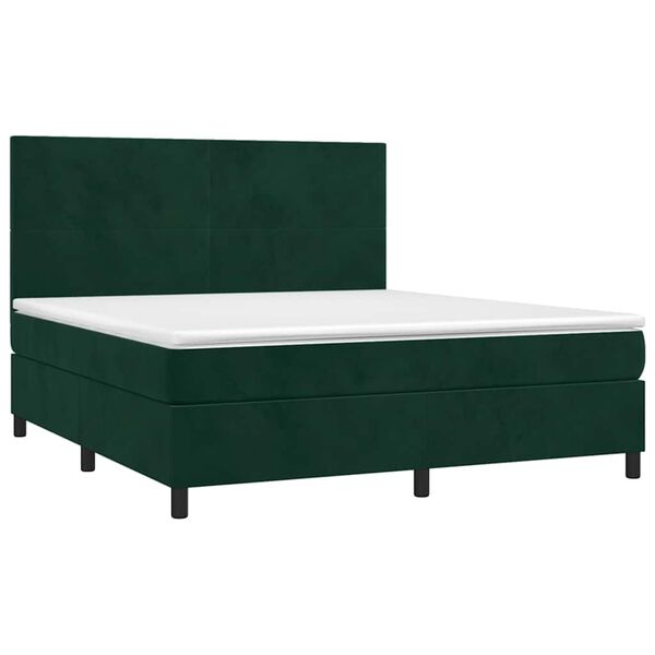 vidaXL Cama com molas/colch&atilde;o 180x200 cm veludo verde-escuro