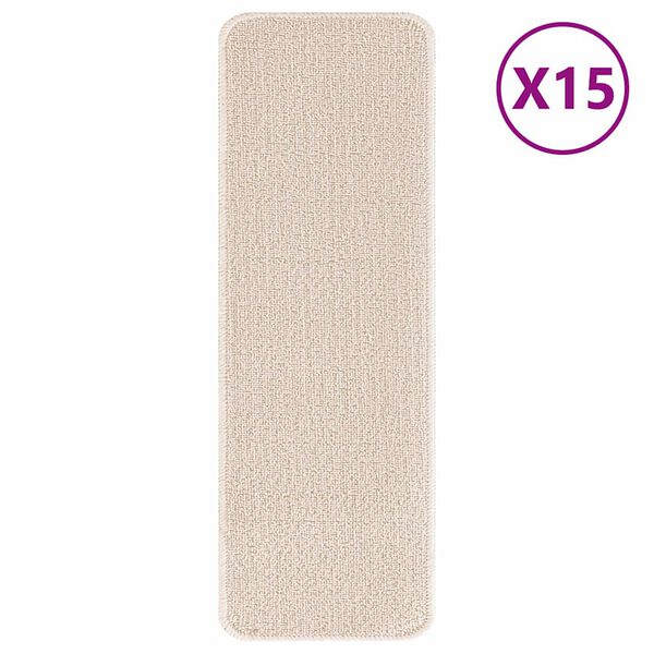vidaXL Tapetes Antiderrapantes para Escadas 15 pcs Creme 60 x 25 cm PP