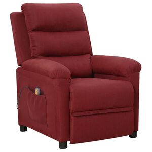vidaXL Poltrona de massagens el&eacute;trica reclin&aacute;vel tecido vermelho tinto