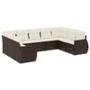 vidaXL 9 pcs conjunto sof&aacute;s p/ jardim c/ almofad&otilde;es vime PE castanho