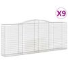 vidaXL Cestos gabi&atilde;o arqueados 9pcs 400x50x160/180cm ferro galvanizado