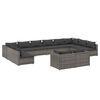 vidaXL 12 pcs conjunto lounge de jardim c/ almofad&otilde;es vime PE cinzento