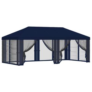 vidaXL Capa de Gazebo com Laterais 6 x 3 m Azul Poli&eacute;ster 190