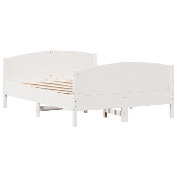 vidaXL Cama sem colch&atilde;o 140x190 cm madeira de pinho maci&ccedil;a branco