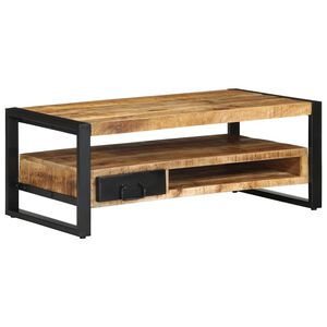 vidaXL Mesa de centro 90x50x36 cm madeira de mangueira &aacute;spera maci&ccedil;a