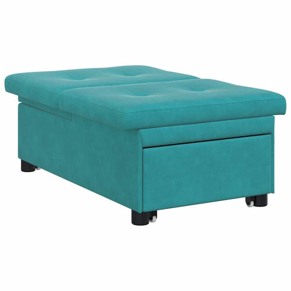 vidaXL Sof&aacute;-Cama Turquesa 194 x 67 x 82 cm Veludo