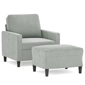 vidaXL Poltrona com apoio de p&eacute;s 60 cm veludo cinzento-claro