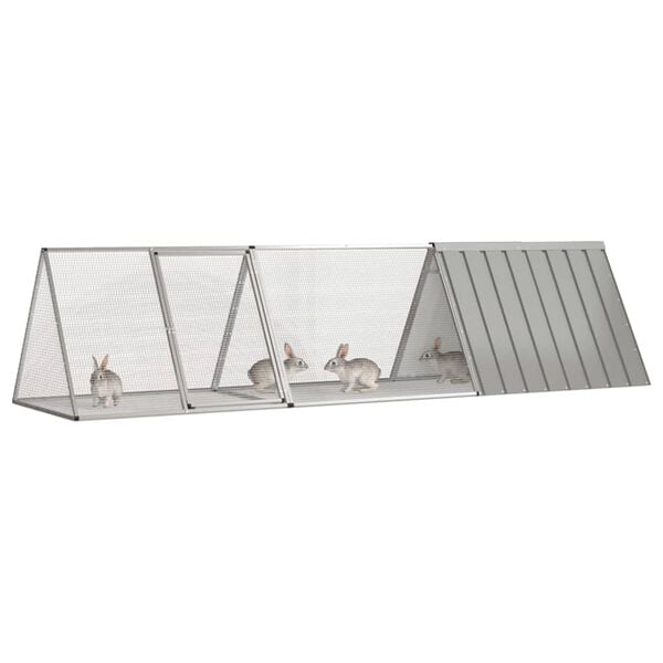 vidaXL Gaiola para coelhos cinza 302,5x80,5x71 cm aço galvanizado