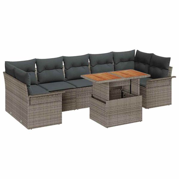 vidaXL Conjunto de Sofá de Jardim 8 pcs Cinzeto Rattan Sintético